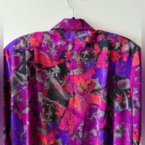 Vintage 80s / 90s Silky Patterned Shirtdress - Picture 5 of 6